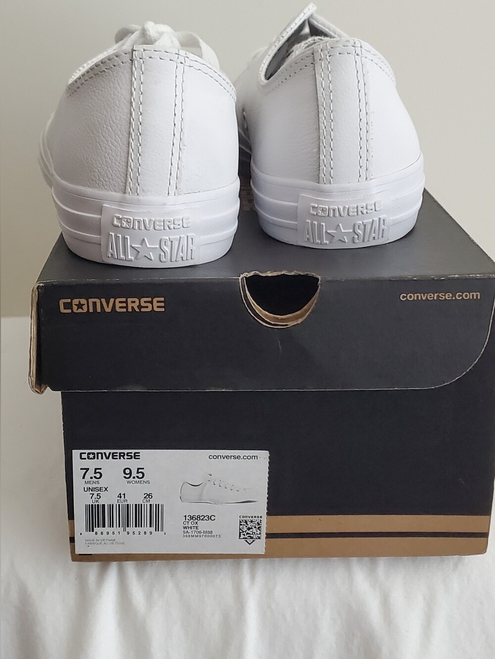 Converse Women's Low Top Leather Sneakers - White - Picture 6 of 7